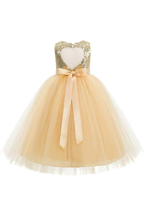 Heart Cutout Sequin Flower Girl Dress Junior Pageants Princess Ballroom Dance Gown 172seq 2