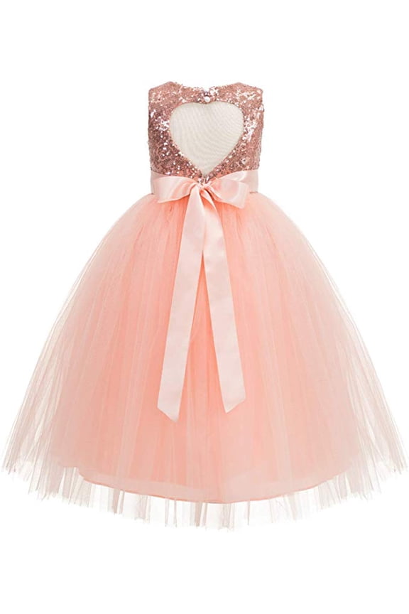 Heart Cutout Sequin Flower Girl Dress Junior Pageants Princess Ballroom Dance Gown 172seq 5
