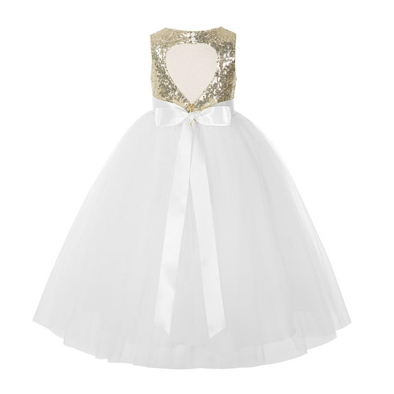 Ekidsbridal Heart Cutout Sequin Flower Girl Dress for Toddlers Junior Pageant Father Daughter Dance Recital Gowns 172seq 10