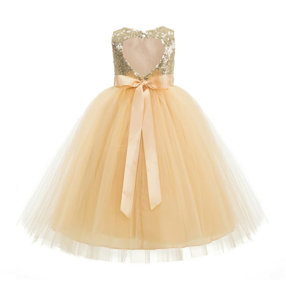 Ekidsbridal Heart Cutout Sequin Flower Girl Dress for Toddlers Junior Pageant Father Daughter Dance Recital Gowns 172seq 12