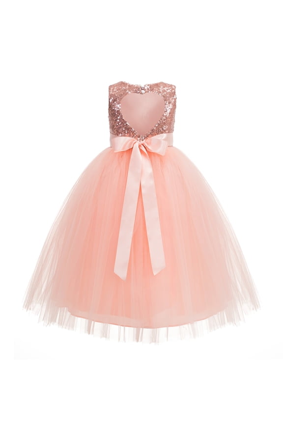 Heart Cutout Sequin Flower Girl Dress for Toddlers Junior Pageant Father Daughter Dance Recital Gowns 172seq 5