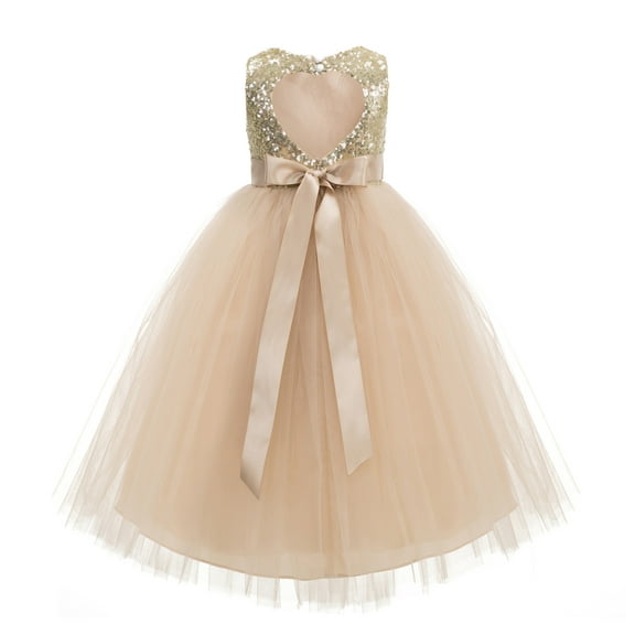 Ekidsbridal Heart Cutout Sequin Flower Girl Dress for Toddlers Junior Pageant Father Daughter Dance Recital Gowns 172seq 5