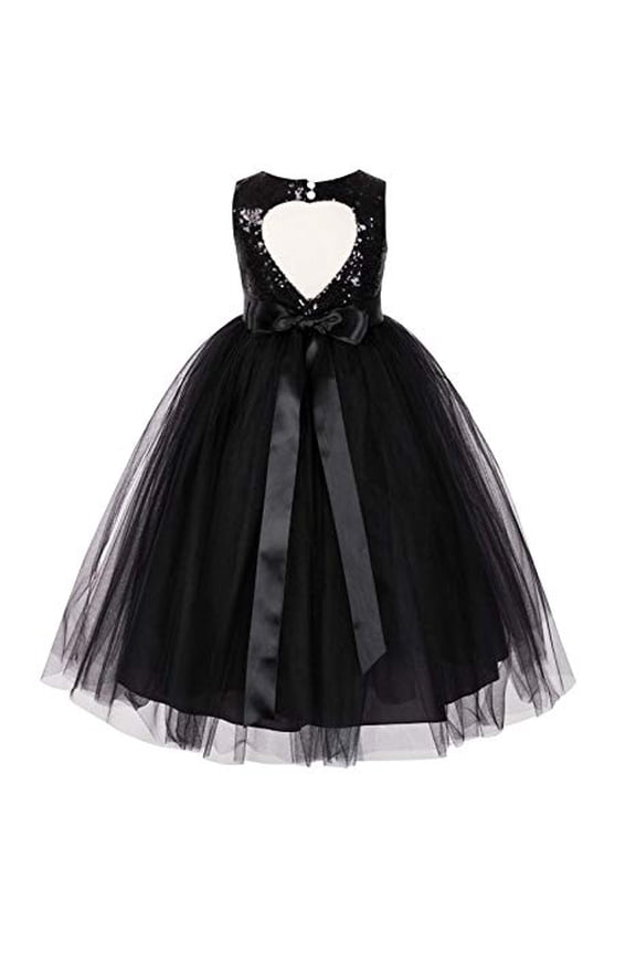Heart Cutout Sequin Flower Girl Dresses Formal Ceremonial Gown for Wedding 172seq 12