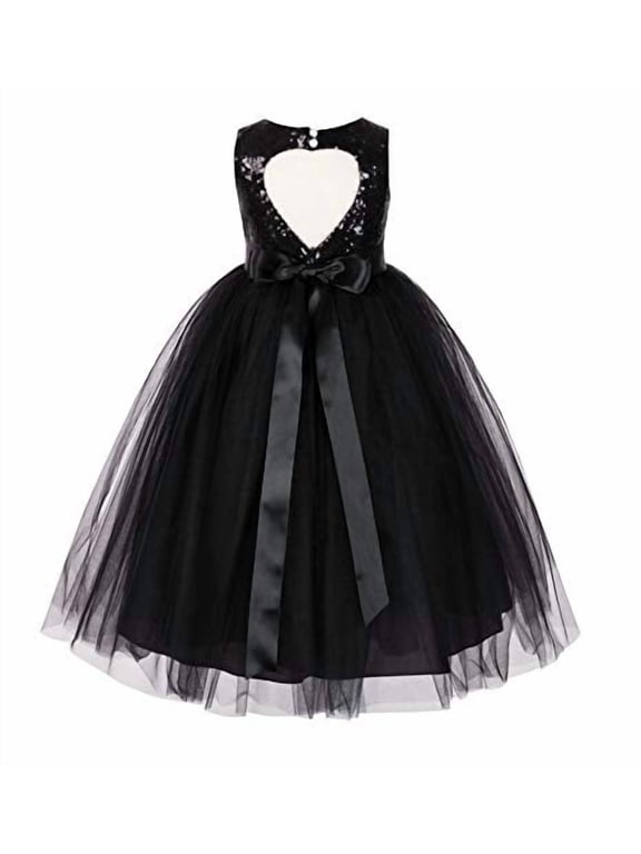 Heart Cutout Sequin Flower Girl Dresses Formal Ceremonial Gown for Wedding 172seq 5