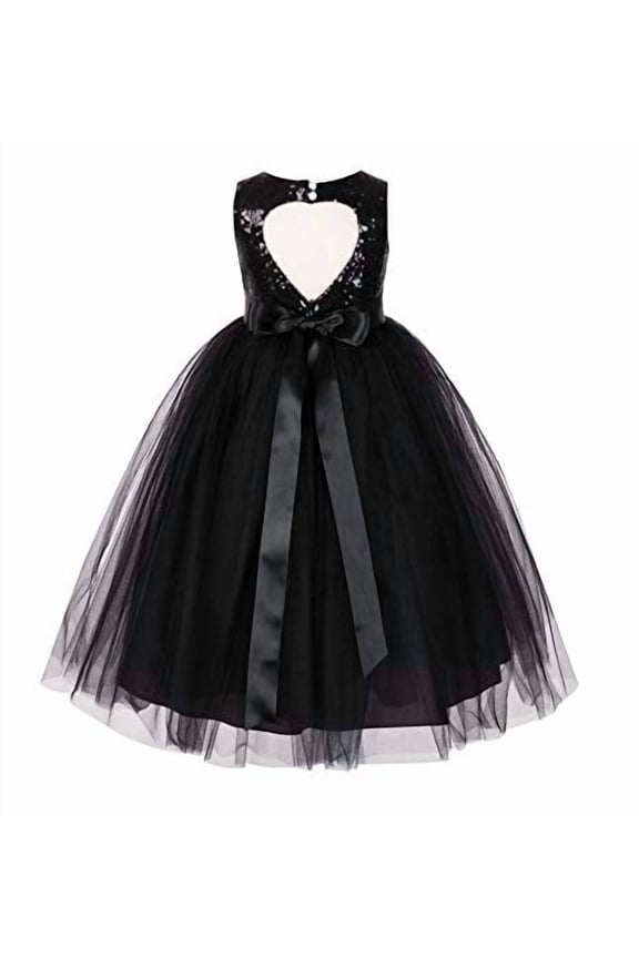 Heart Cutout Sequin Flower Girl Dresses Formal Ceremonial Gown for Wedding 172seq 5