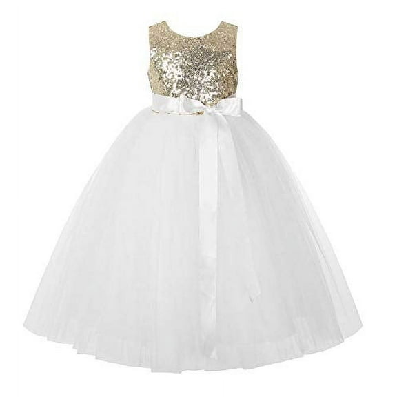 Ekidsbridal Heart Cutout Sequin Flower Girl Dresses Formal Ceremonial Gown for Wedding 172seq 5