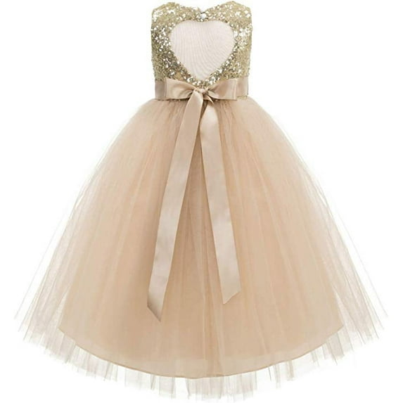 Ekidsbridal Heart Cutout Sequin Flower Girl Dresses Formal Ceremonial Gown for Wedding 172seq 6