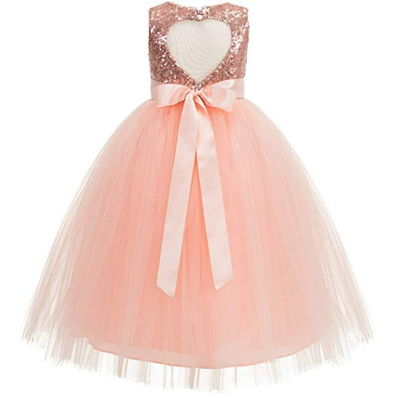 Ekidsbridal Heart Cutout Sequin Flower Girl Dresses Formal Ceremonial Gown for Wedding 172seq 8