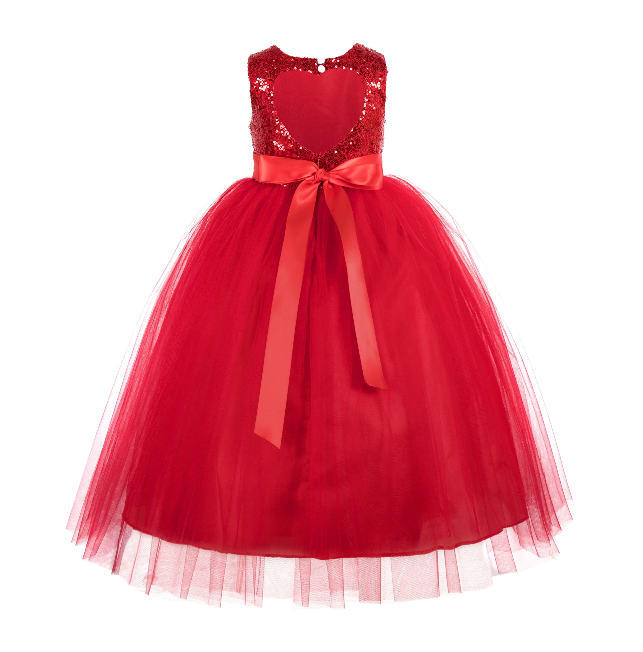 Pretty Ball Gown High Neck Satin Sequin Flower Girl Dress C6052
