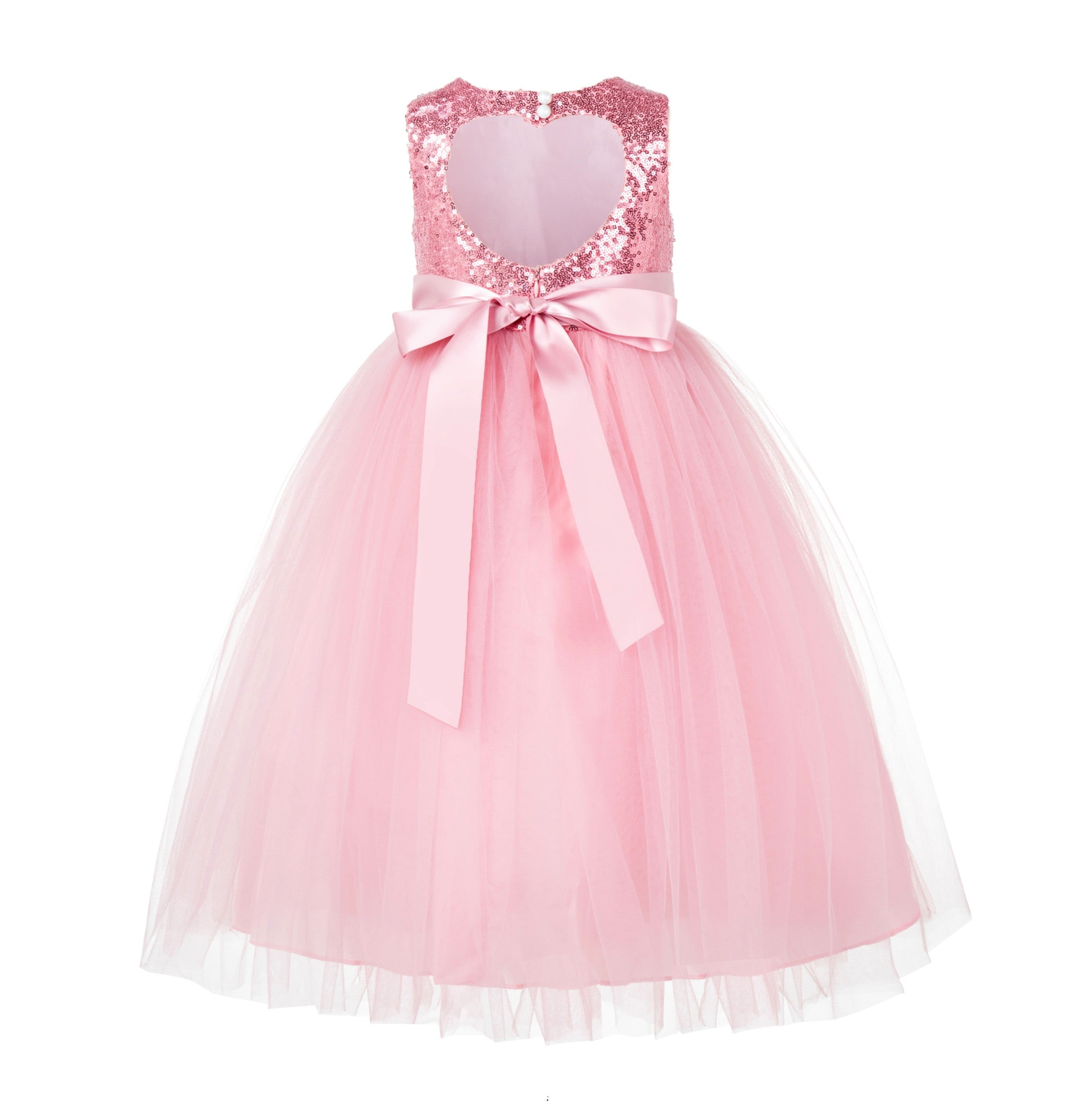 Ekidsbridal Heart Cutout Sequin Flower Girl Dresses for Toddlers Pretty ...