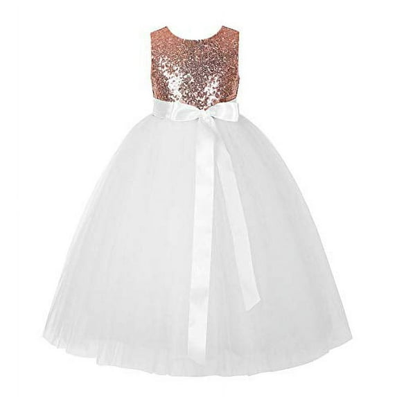 Ekidsbridal Heart Cutout Sequin Flower Girl Dresses for Toddlers Pretty Princess Pageant Gown 172seq 2