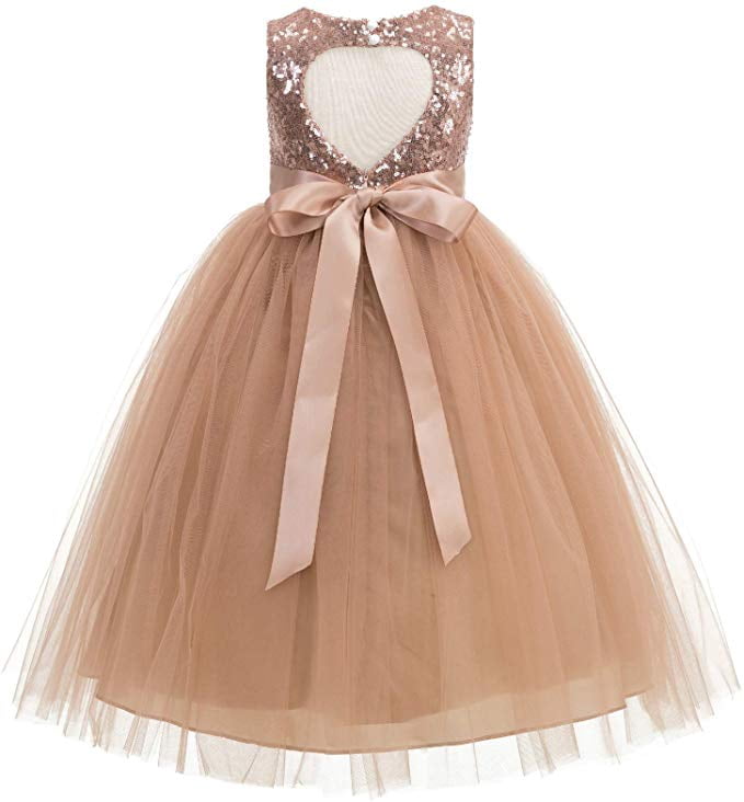 Ekidsbridal Heart Cutout Sequin Flower Girl Dresses for Toddlers Pretty  Princess Pageant Gown 172seq 3 - Walmart.com