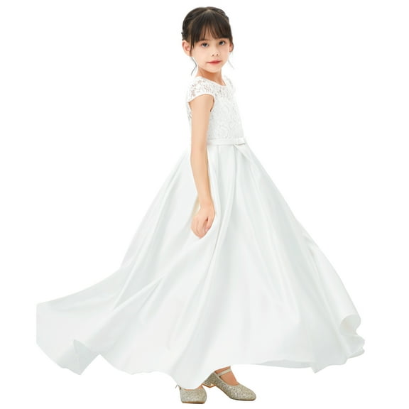 Ekidsbridal Illusion Lace Cap Sleeves Flower Girl Dress Wedding Reception Junior Bridesmaid Communion Baptism L246 12