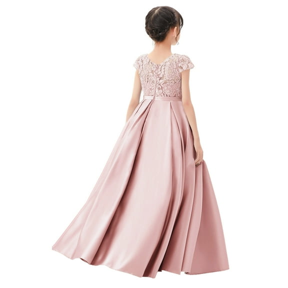 Ekidsbridal Illusion Lace Cap Sleeves Flower Girl Dress Wedding Reception Junior Bridesmaid Communion Baptism L246 12