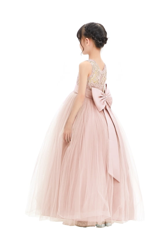 Illusion Lace Flower Girl Dresses for Father Daughter Dance Ballroom Recital Birthday Party Gown 331 10