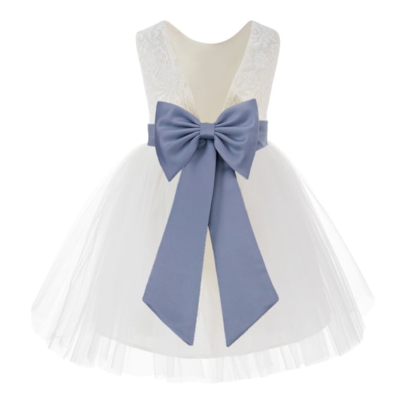 Ekidsbridal Ivory Backless Lace V-Back Father Daughter Dance Recital Dresses for Flower Girls 206T 10