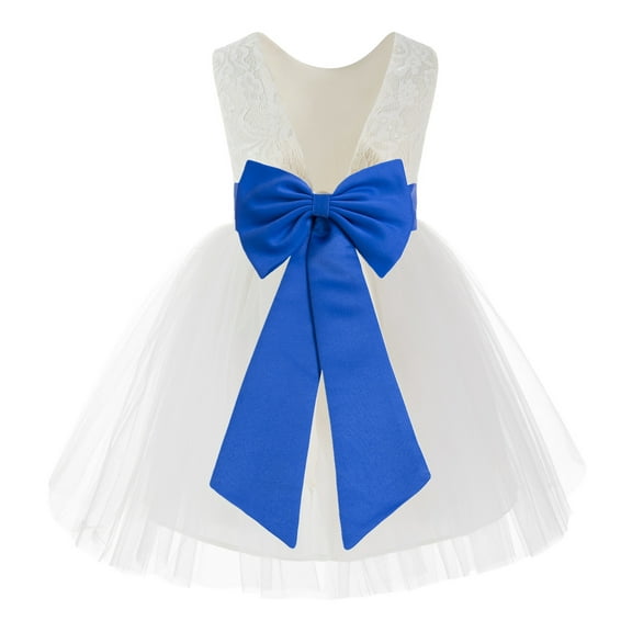 Ekidsbridal Ivory Backless Lace V-Back Father Daughter Dance Recital Dresses for Flower Girls 206T 2