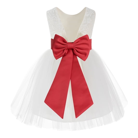 Ekidsbridal Ivory Backless Lace V-Back Father Daughter Dance Recital Dresses for Flower Girls 206T 5