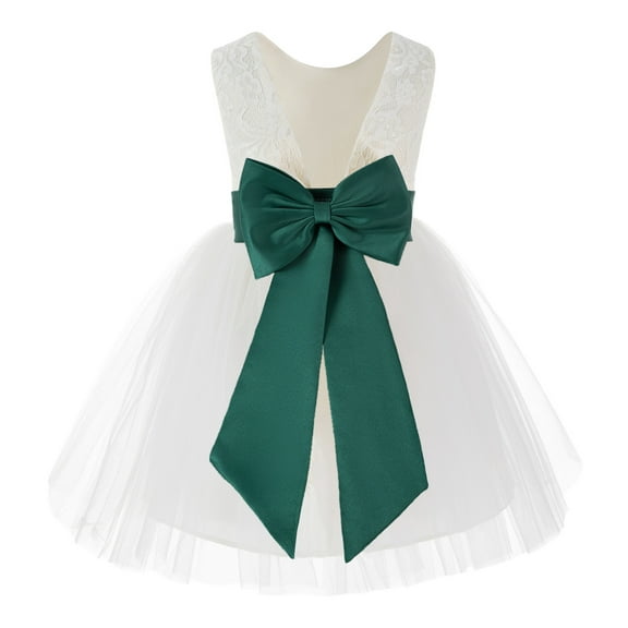 Ekidsbridal Ivory Backless Lace V-Back Flower Girl Dresses Fancy Formal Princess Pageant Gown 206T 10