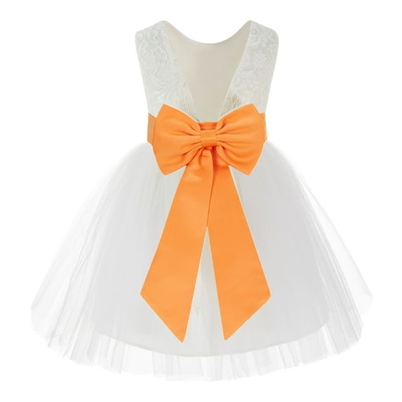 Ekidsbridal Ivory Backless Lace V-Back Flower Girl Dresses Fancy Formal Princess Pageant Gown 206T 4