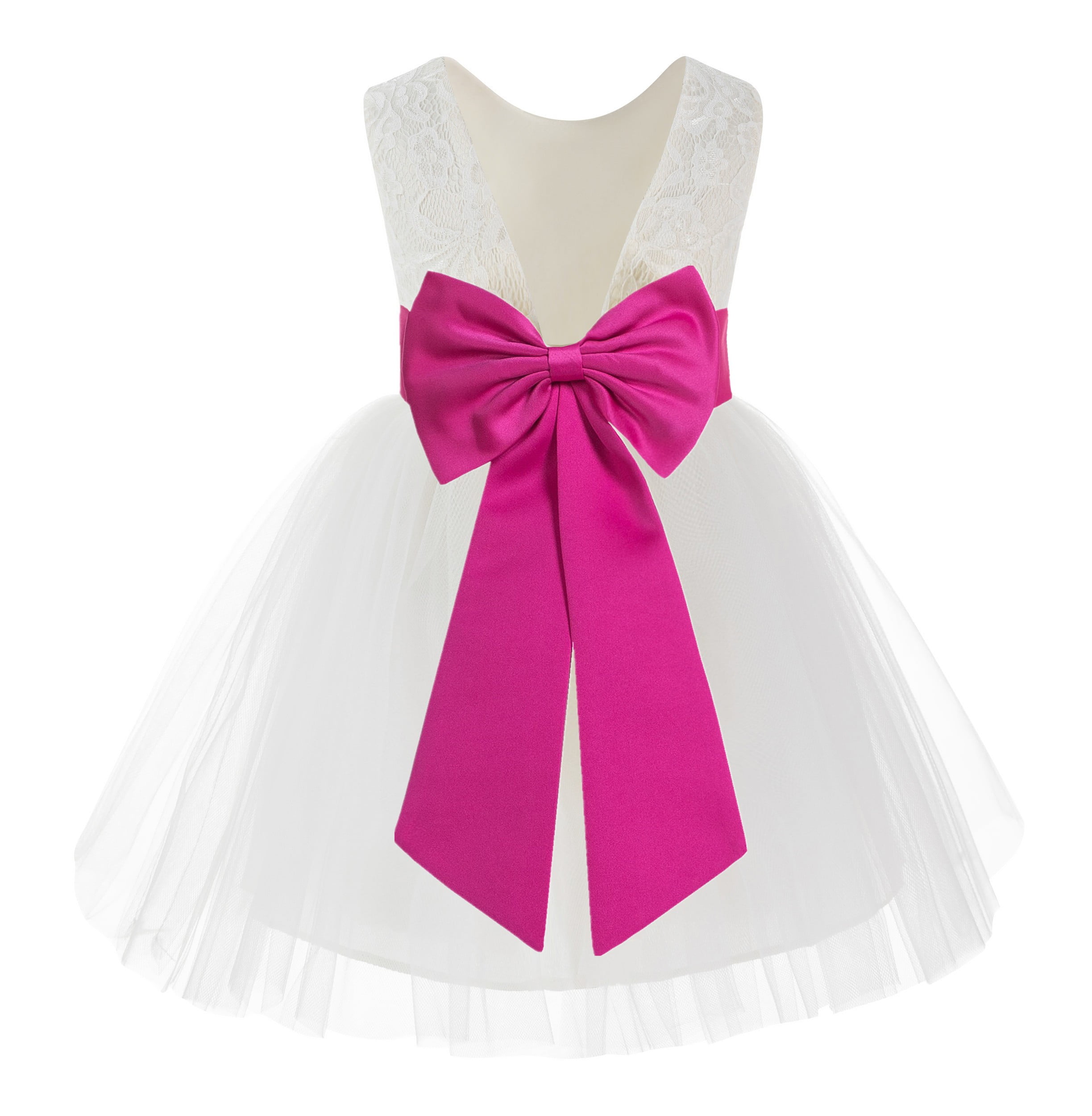 Short Sleeves Lace Backless Princess Dress Flower Girl Dress Birthday Party Dresses