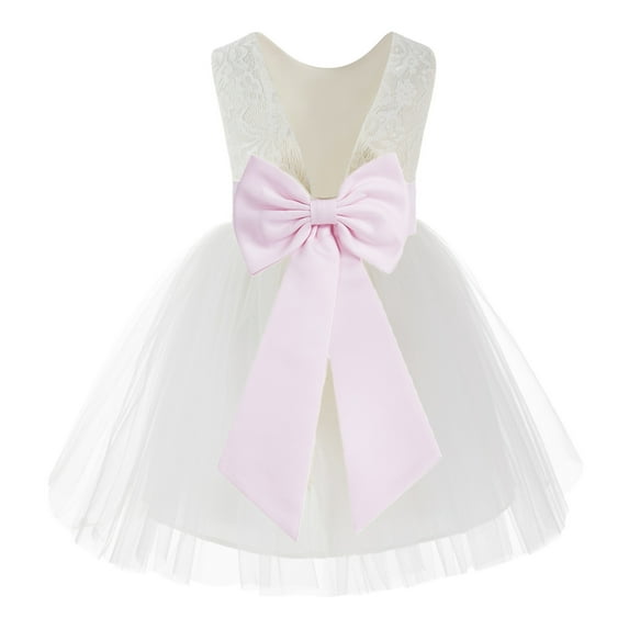 Ekidsbridal Ivory Backless Lace V-Back Flower Girl Dresses Fancy Formal Princess Pageant Gown 206T 8