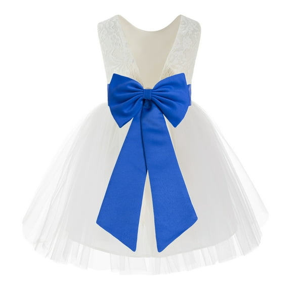 Ekidsbridal Ivory Backless Lace V-Back Flower Girl Dresses Fancy Formal Princess Pageant Gown 206T 8