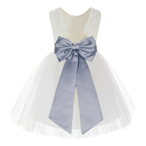 Ekidsbridal Ivory Backless Lace V-Back Flower Girl Dresses Fancy Formal Princess Pageant Gown 206T M