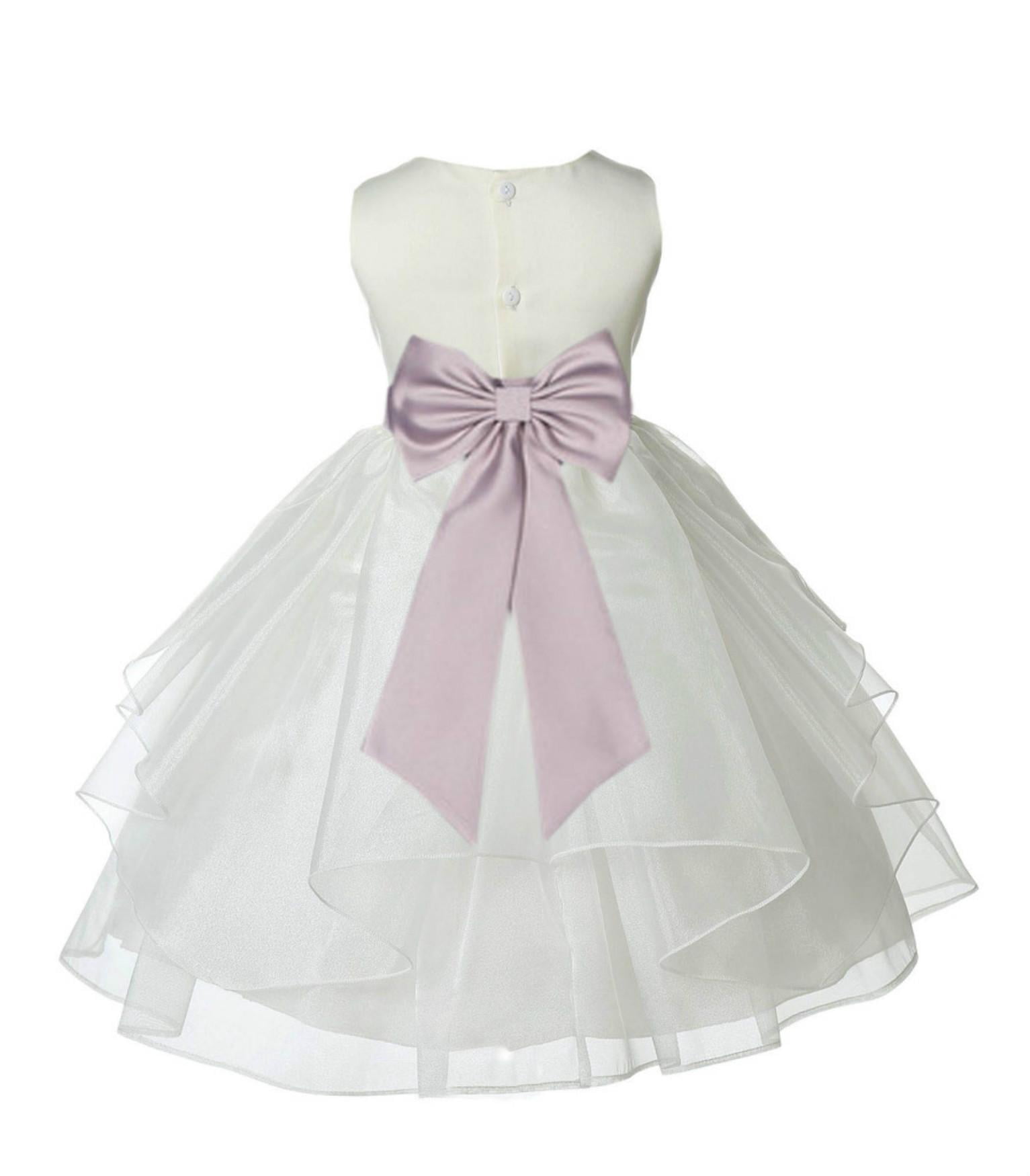 Ivory Satin Shimmering Organza Flower Girl Dress Junior Formal Pageant Baptism Christening 4613T(3) Biscotti / 6