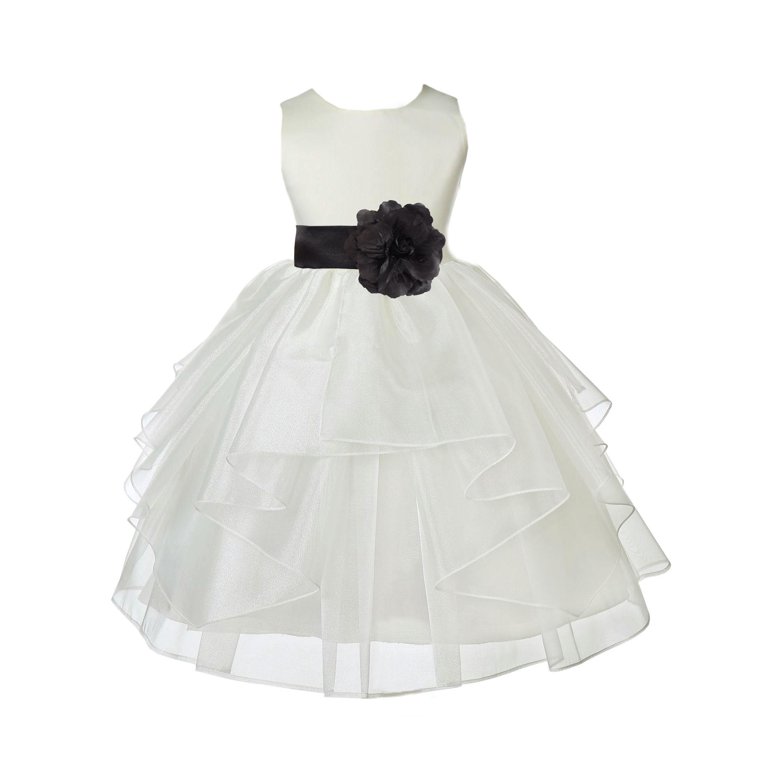ivory and black flower girl dresses Toddler Flower Girl Dress White, Flower Girl Dress, Black Lace Dress with detachable train