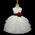 thumbnail image 1 of Ekidsbridal Ivory Burgundy Shimmering Organza Flower Girl Dresses for Toddlers Communion Baptism Wedding Reception Ceremony 4613S M, 1 of 3
