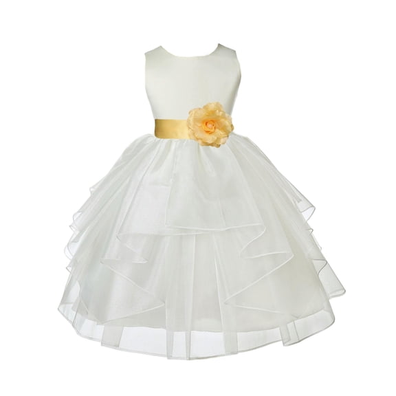Ekidsbridal Ivory Canary Shimmering Organza Flower Girl Dress Junior Beauty Pageant Mini Bridal Gown Ballroom Dance Recital 4613T 2