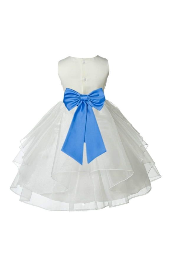 Ivory Cornflower Shimmering Organza Flower Girl Dress Junior Beauty Pageant Mini Bridal Gown Ballroom Dance Recital 4613T 2