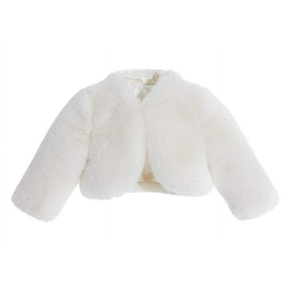 Ekidsbridal Ivory Faux Fur Capes Junior Flower Girl Bolero Cozy Fur Jacket 6