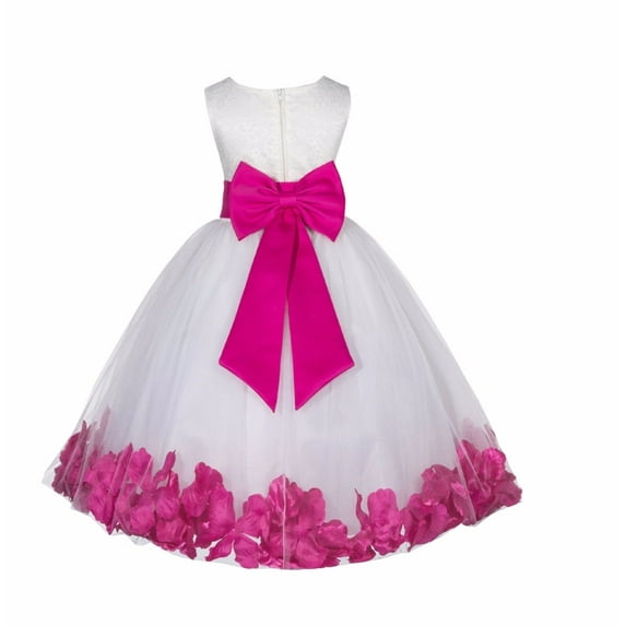 Ekidsbridal Ivory Floral Lace Bodice Rose Petal Tulle Formal Flower Girl Dress Wedding Communion Baptism Pageant Evening Gown 165T 4