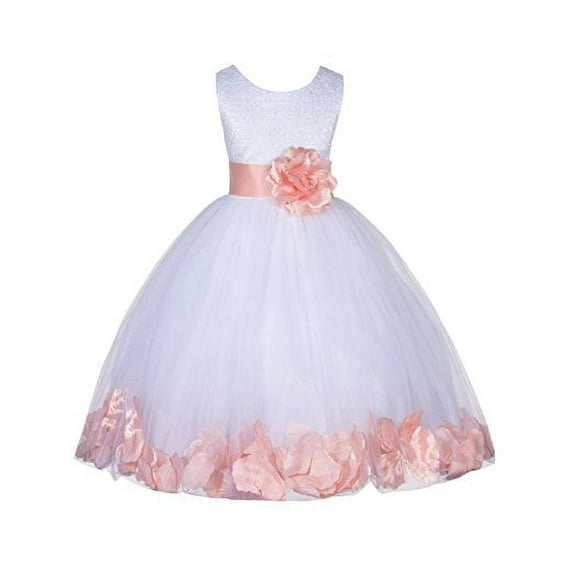 Ekidsbridal Ivory Floral Lace Bodice Rose Petal Tulle Junior Flower Girl Dress Beauty Pageant Communion Baptism Ball Gown 165S 2