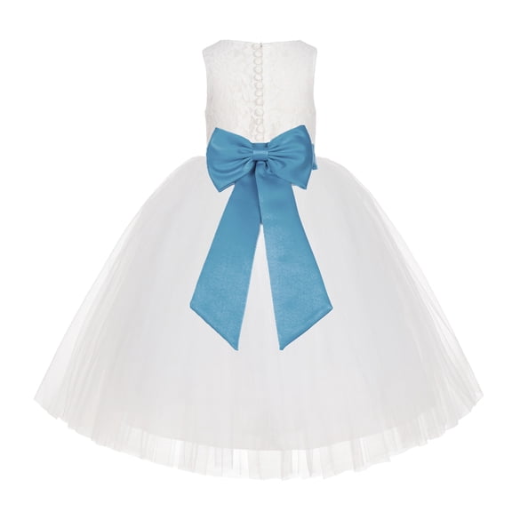 Ekidsbridal Ivory Floral Lace Flower Girl Dress Formal Photoshoot Graduation Ceremonial Gown for Toddlers LG7noFT 10