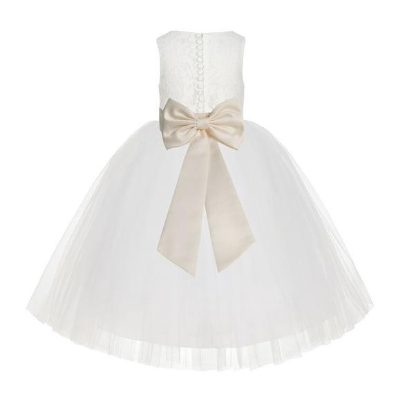 Ekidsbridal Ivory Floral Lace Flower Girl Dress Formal Photoshoot Graduation Ceremonial Gown for Toddlers LG7noFT 10