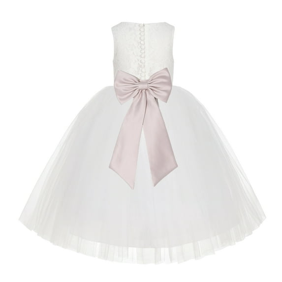 Ekidsbridal Ivory Floral Lace Flower Girl Dress Formal Photoshoot Graduation Ceremonial Gown for Toddlers LG7noFT 2