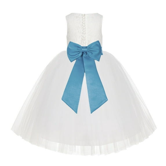 Ekidsbridal Ivory Floral Lace Flower Girl Dress Formal Photoshoot Graduation Ceremonial Gown for Toddlers LG7noFT 4