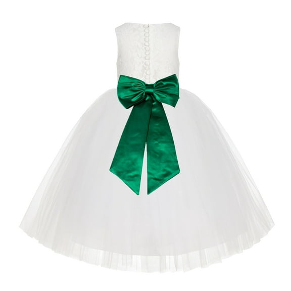 Ekidsbridal Ivory Floral Lace Flower Girl Dress Formal Photoshoot Graduation Ceremonial Gown for Toddlers LG7noFT 4