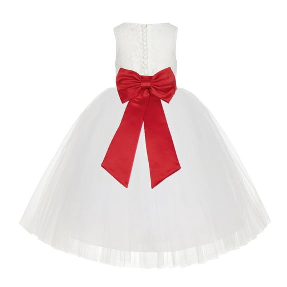 Ekidsbridal Ivory Floral Lace Flower Girl Dress Formal Photoshoot Graduation Ceremonial Gown for Toddlers LG7noFT 4