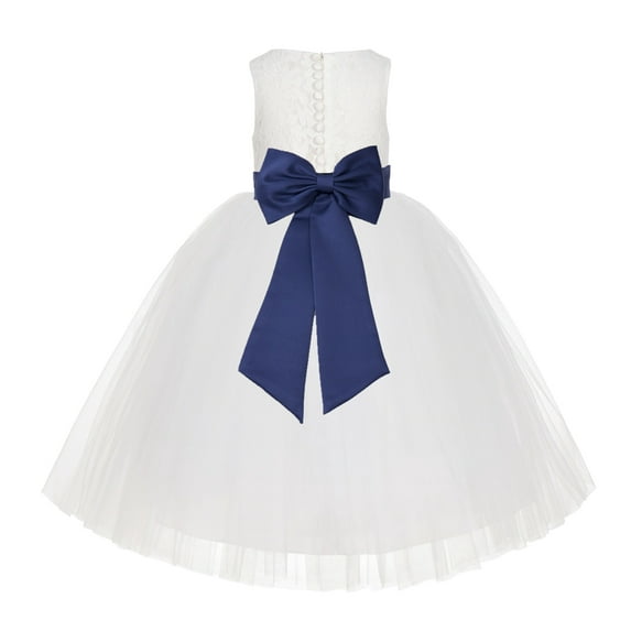 Ekidsbridal Ivory Floral Lace Flower Girl Dress Formal Photoshoot Graduation Ceremonial Gown for Toddlers LG7noFT 6