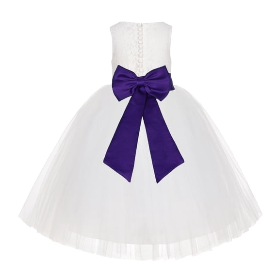 Ekidsbridal Ivory Floral Lace Flower Girl Dress Formal Photoshoot Graduation Ceremonial Gown for Toddlers LG7noFT 6