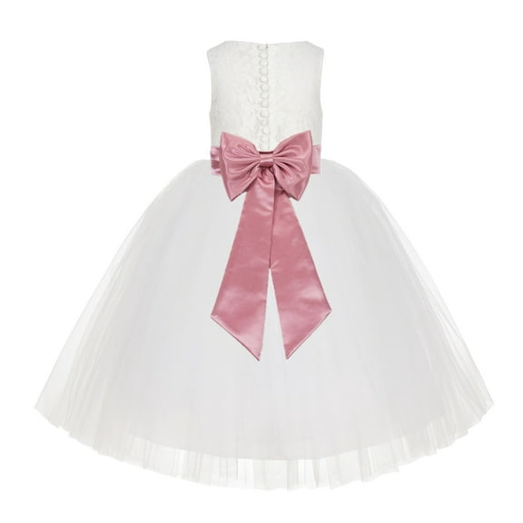 Ekidsbridal Ivory Floral Lace Flower Girl Dress Formal Photoshoot Graduation Ceremonial Gown for Toddlers LG7noFT 8