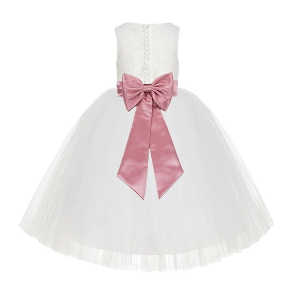 Ekidsbridal Ivory Floral Lace Flower Girl Dress Junior Bridesmaid Beauty Pageant Pretty Princess Gown LG7noFT M 10