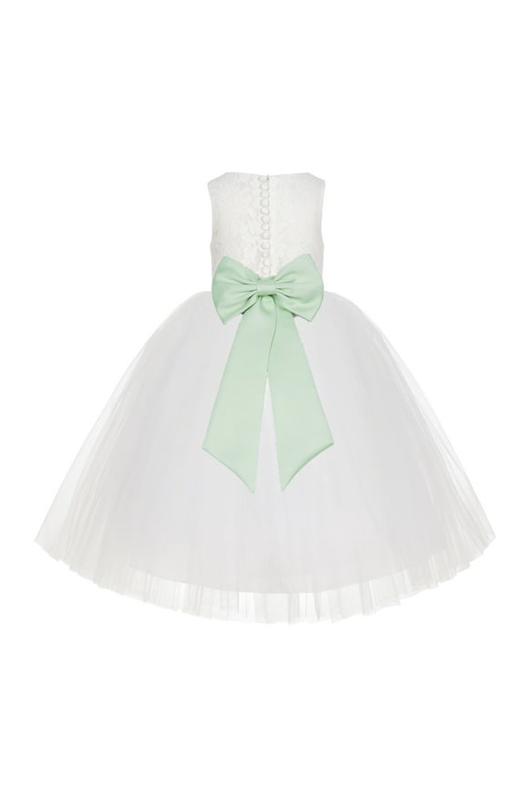 Ivory Floral Lace Flower Girl Dress Junior Bridesmaid Beauty Pageant Pretty Princess Gown LG7noFT M 2