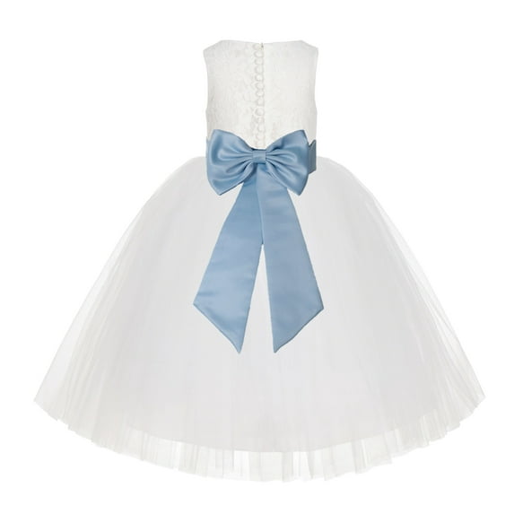 Ekidsbridal Ivory Floral Lace Flower Girl Dress Junior Bridesmaid Beauty Pageant Pretty Princess Gown LG7noFT M 5
