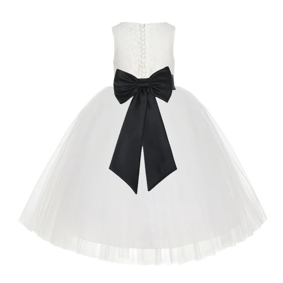 Ekidsbridal Ivory Floral Lace Flower Girl Dress Junior Bridesmaid Beauty Pageant Pretty Princess Gown LG7noFT M
