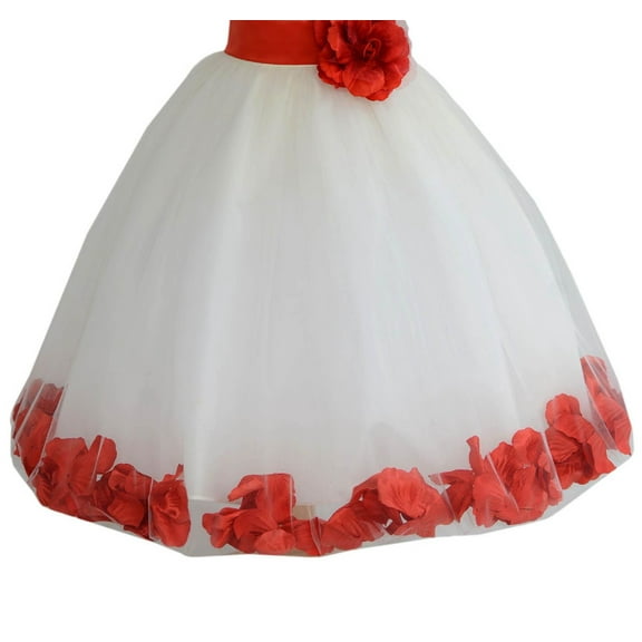 Ekidsbridal Ivory Floral Lace Heart Cutout Flower Girl Dress with Petals Wedding Pageant Christening Gown for Toddlers 185T 3